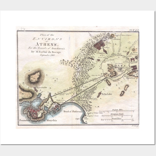 Vintage Map of Athens (1784) Wall Art by Bravuramedia